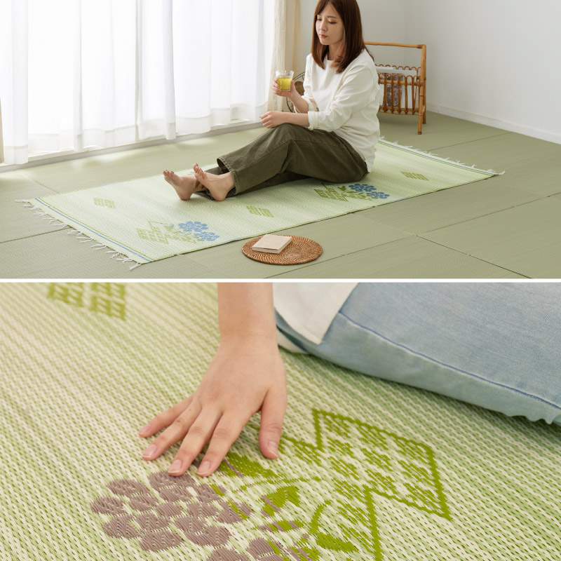 楽天市場】長さ調節できる 昔ながらのゴザ ビニール風 花ござ #110