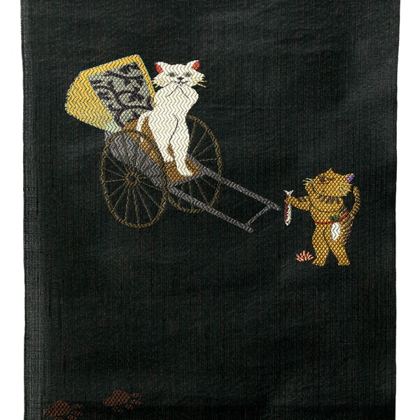 楽天市場】名古屋帯 黒地 猫のプロポーズ 仕立込 九寸 京袋 西陣 鷹匠
