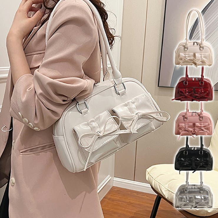 楽天市場】GOLWIS リボン付き エナメル ミニボストン ショルダー