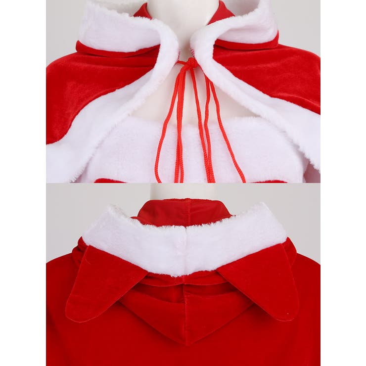 楽天市場】Tika 猫耳ケープ付きAラインサンタコスチューム ガーリー