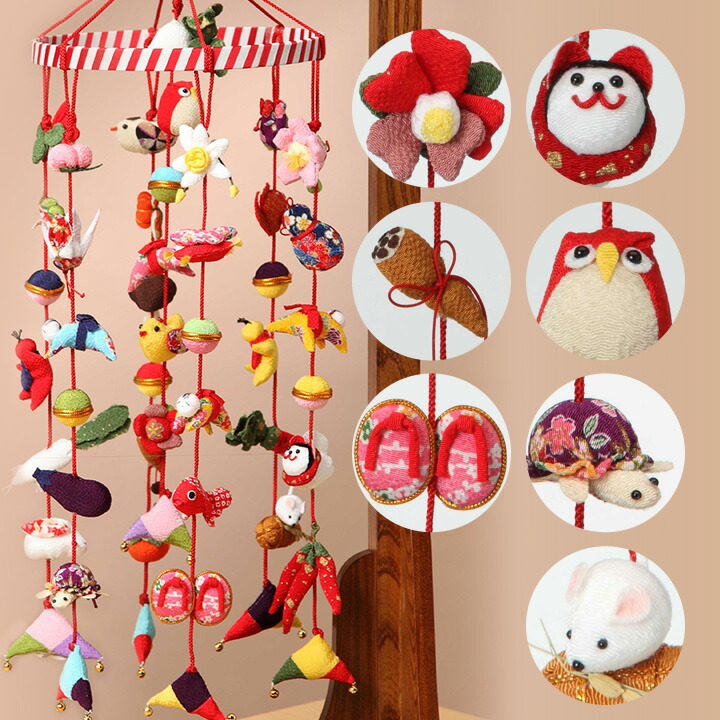 楽天市場】ちりめん細工キット つるし飾り 京ちりめん下げ飾り7本