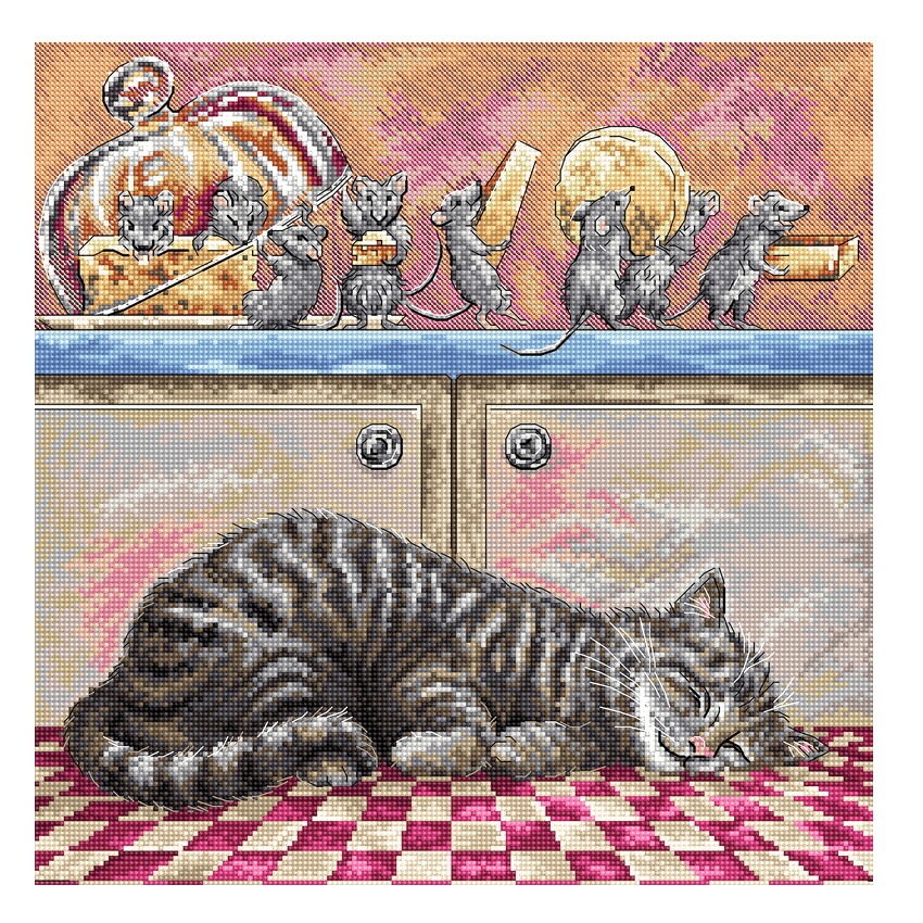 楽天市場】刺繍 LETISTITCH L8072 When The Cat Sleeps 猫が眠るとき