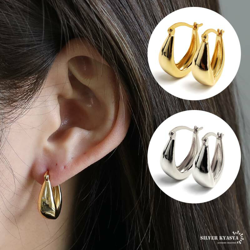 楽天市場】シルバー925 フープピアス ぷっくり オーバルピアス