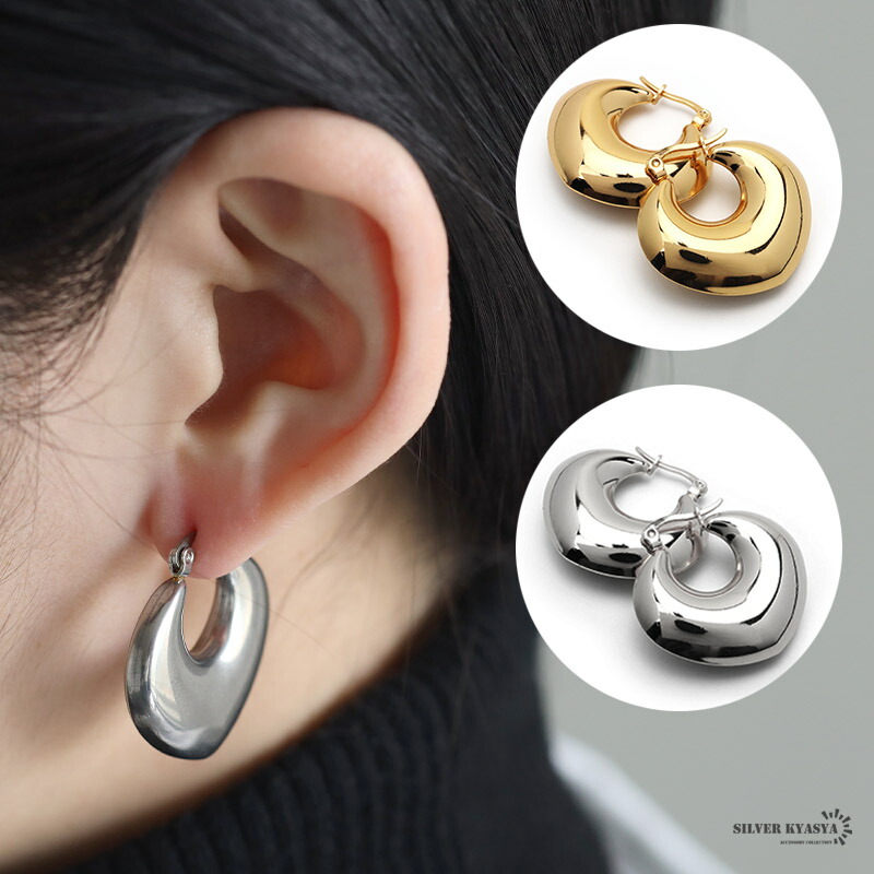 楽天市場】【メール便送料無料】フープピアス 太め ステンレス