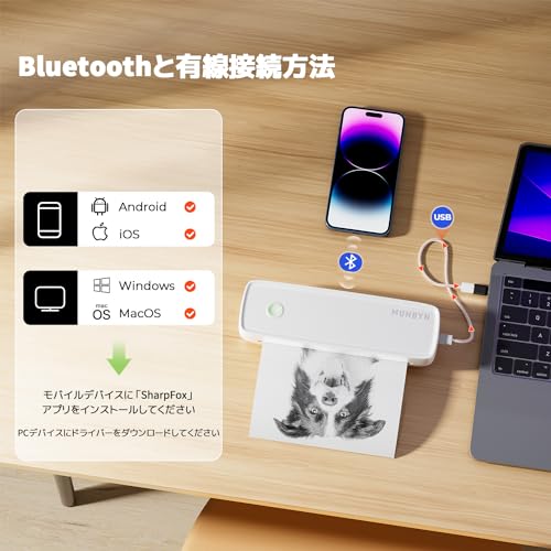 楽天市場】MUNBYN モバイルプリンター A4 家庭用およびオフィス用のA4