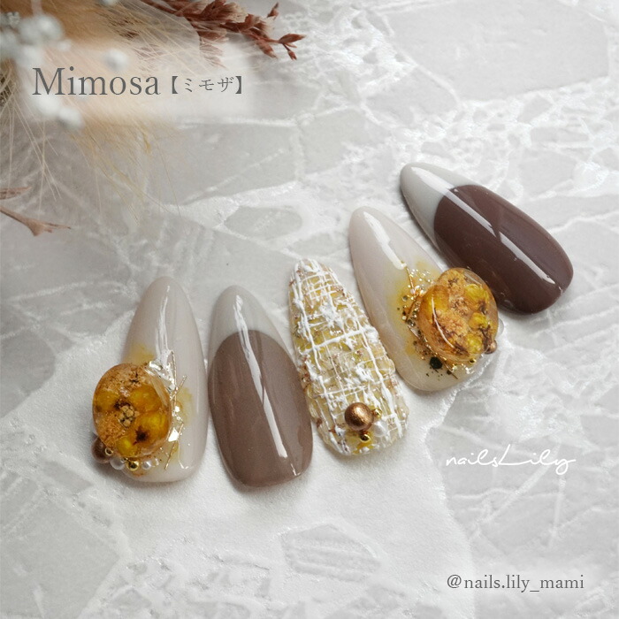 楽天市場】ドライフラワー 押し花 ハンドメイド ネイル【Mimosa(ミモザ