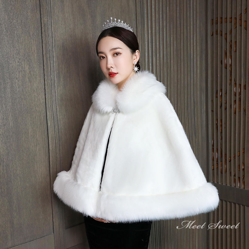 楽天市場】肩掛け ショール ファーポンチョ ストール 防寒 花嫁 ファー