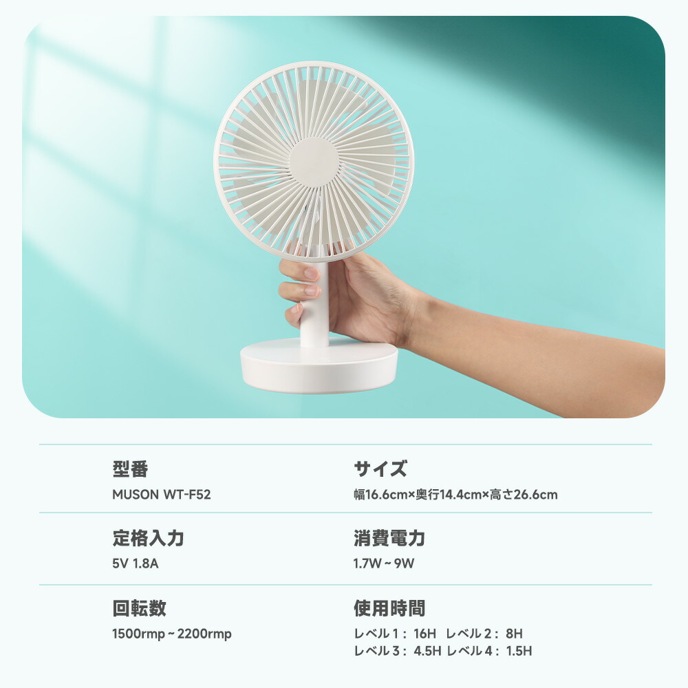 楽天市場】扇風機 卓上 卓上扇風機 充電式 自動首振り 5枚羽根 風量4