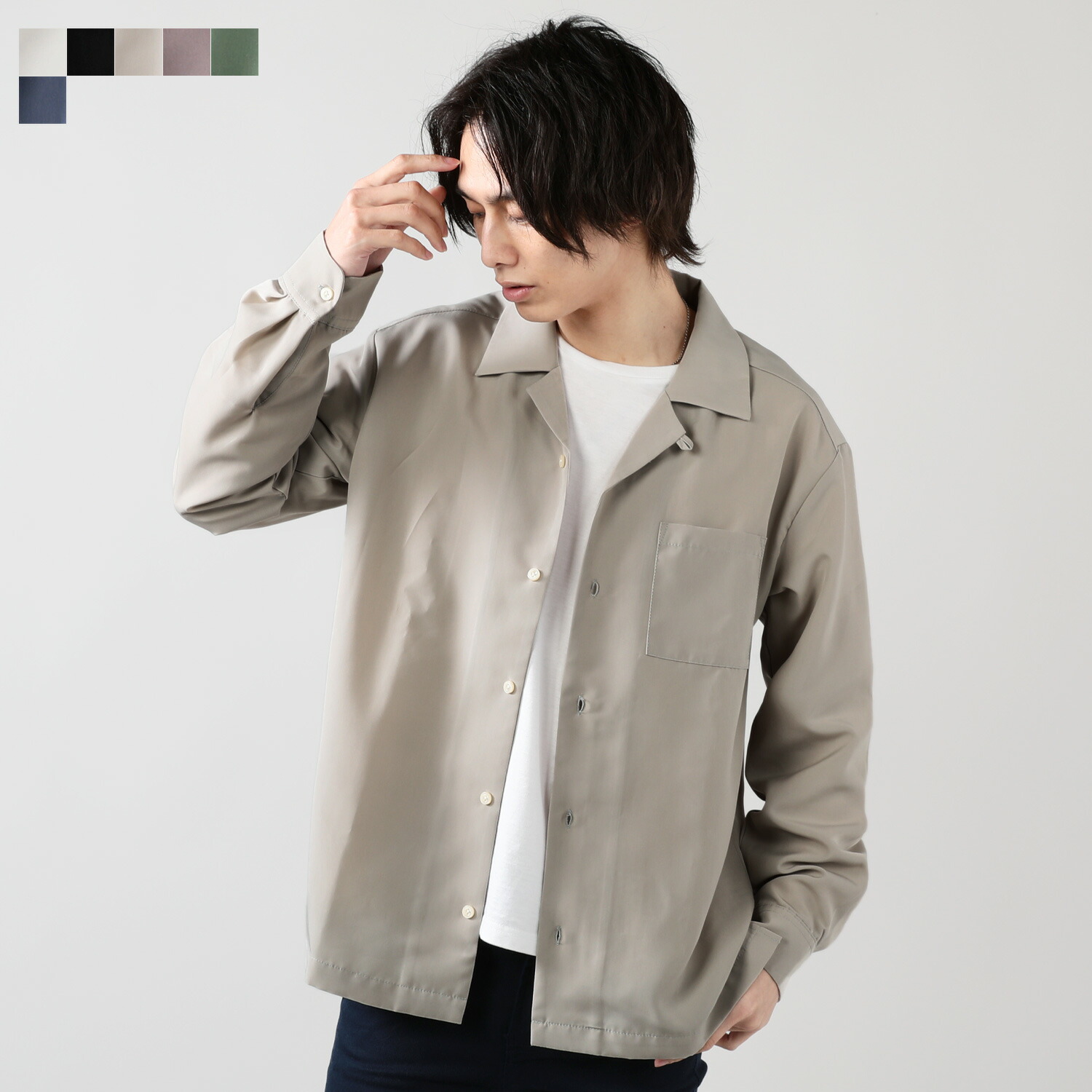 楽天市場】オープンカラーシャツ メンズ オープンカラー シャツ 長袖