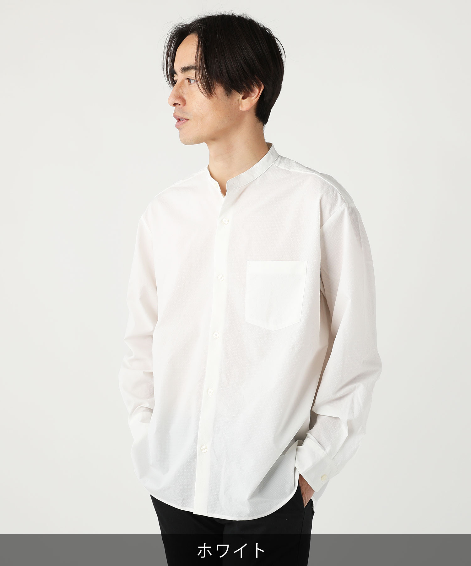 楽天市場】シャツ バンドカラー バンドカラーシャツ メンズ 長袖 春 春
