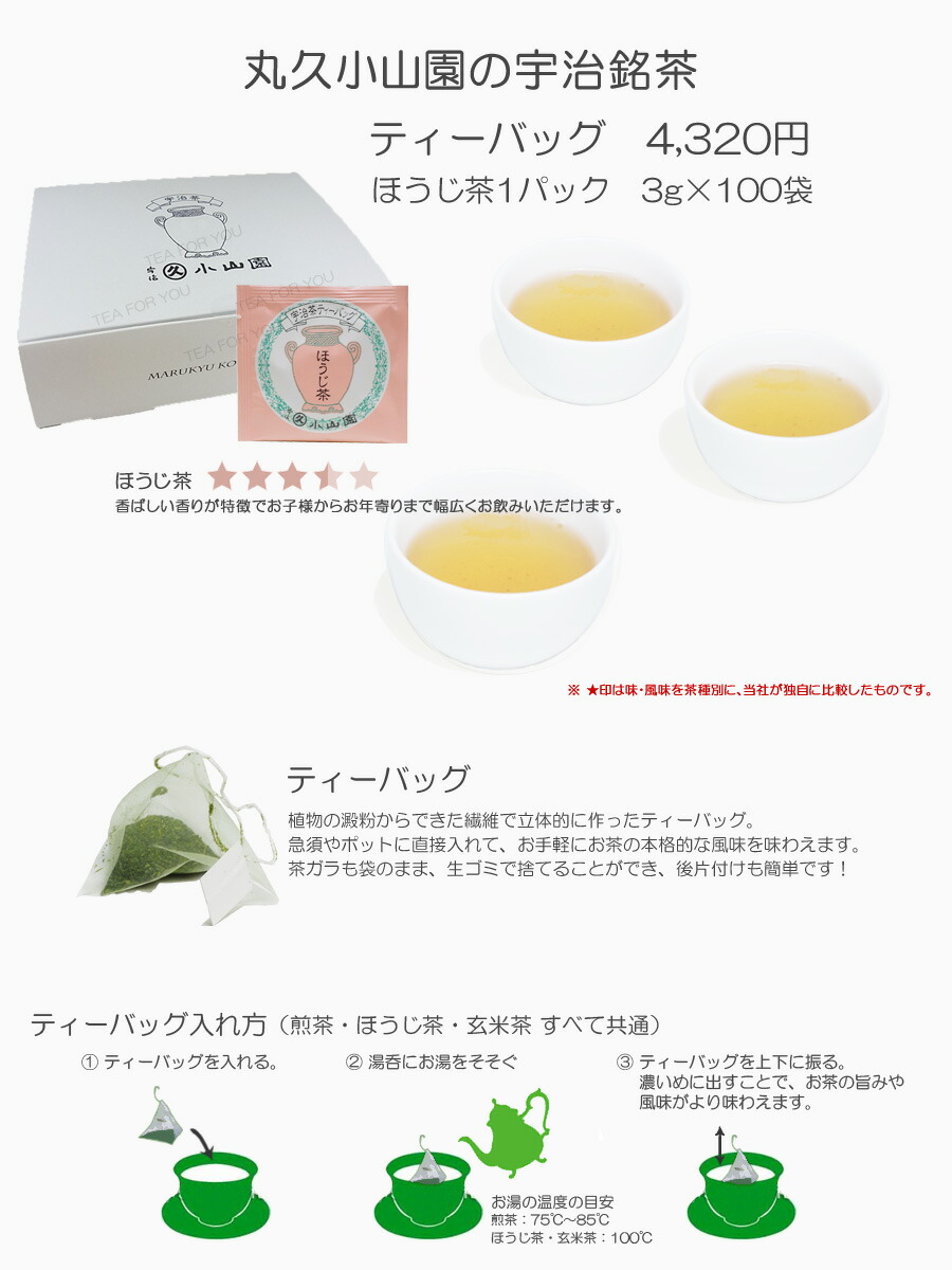 楽天市場】【丸久小山園 / 茶葉】 ほうじ茶 ティーバッグ 100袋入