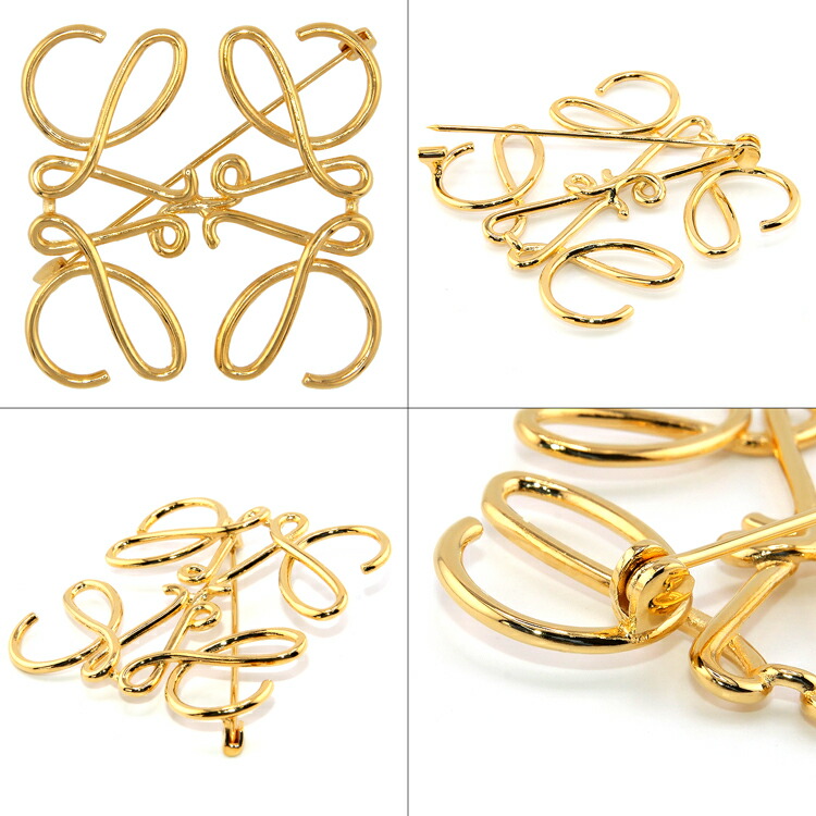 楽天市場】ロエベ アナグラム ブローチ ゴールド ローズゴールド