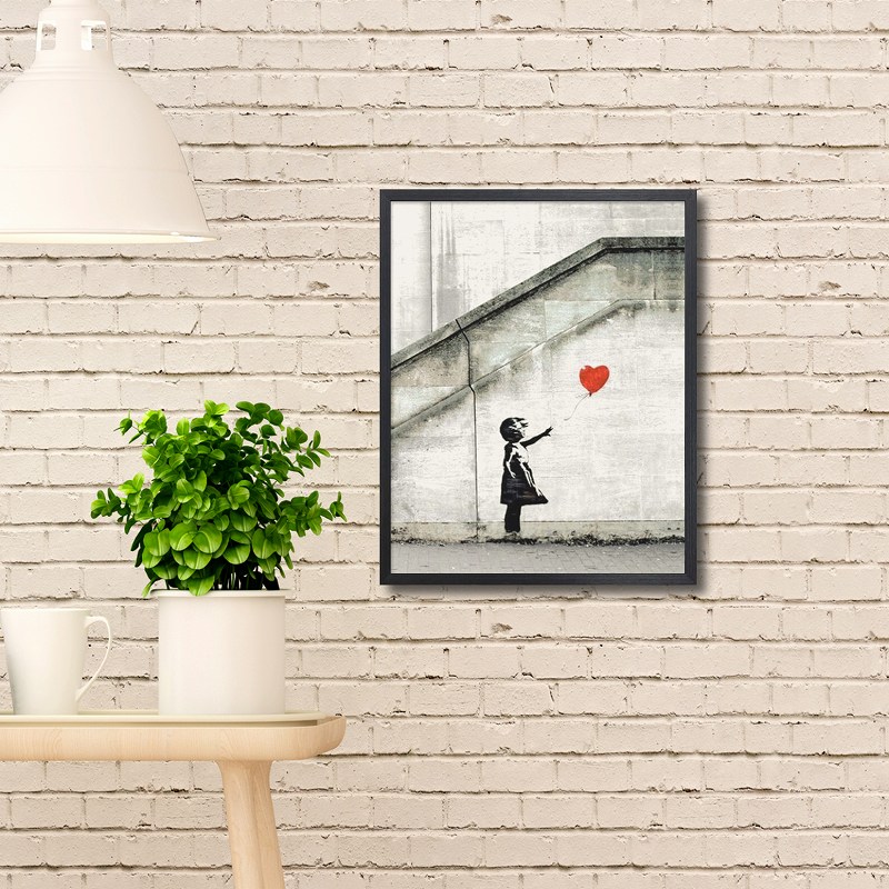 楽天市場】バンクシー アートパネル モノクロ 53 赤い風船と少女