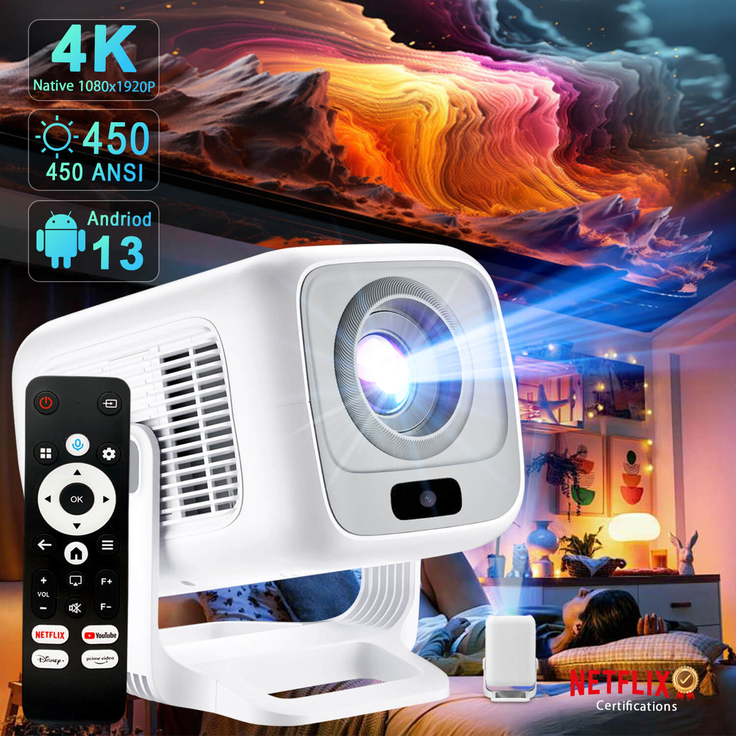 楽天市場】プロジェクター 家庭用 Netflix公式認証&Android TV13.0