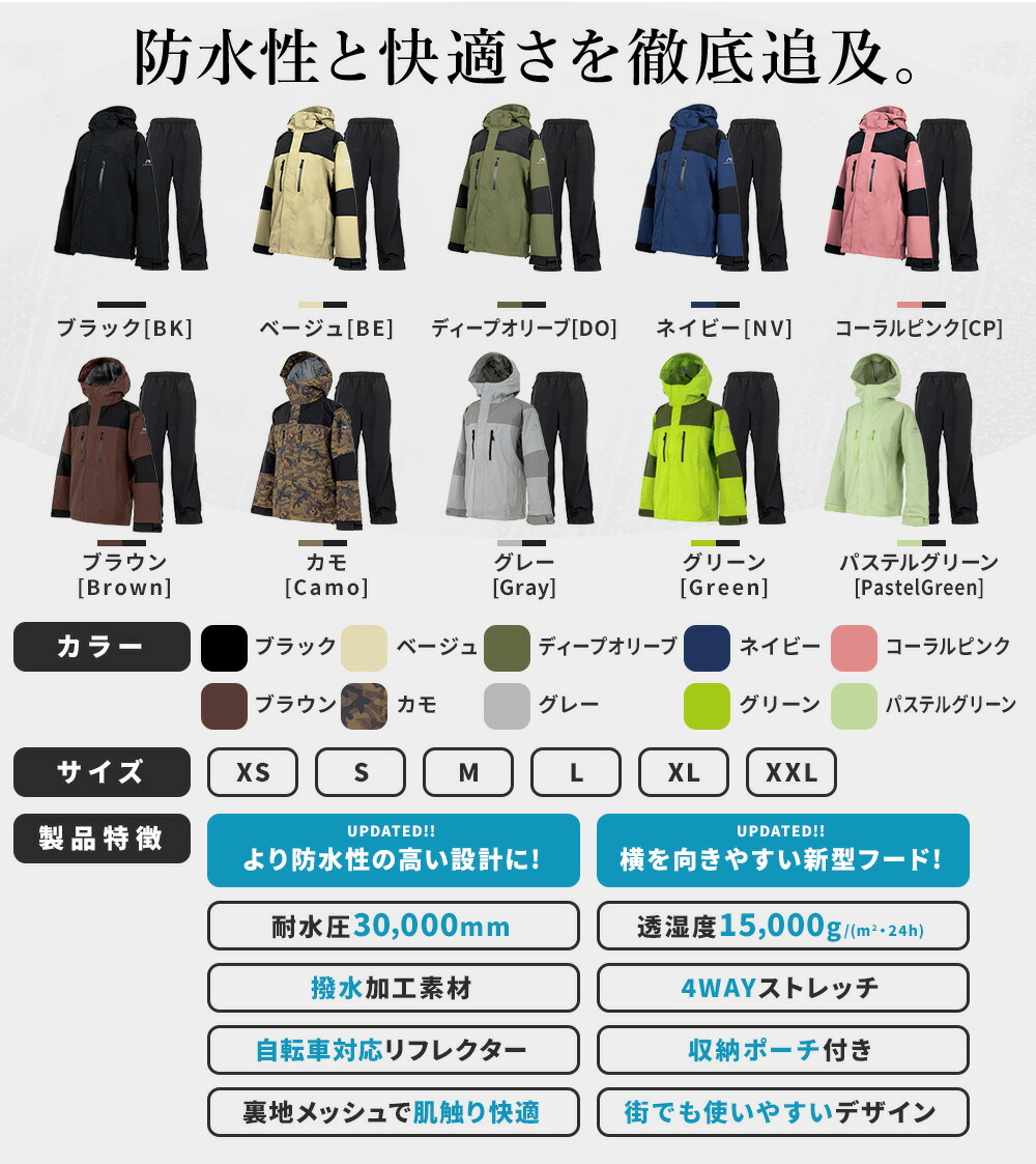 楽天市場】レインウェア 上下セット プロも納得のレインスーツ メンズ