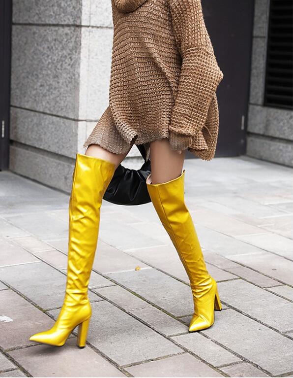 楽天市場】レディースブーツ ニーハイブーツ エナメル 11センチ 超