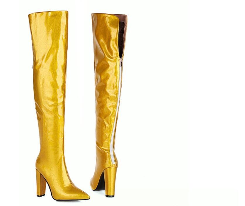 楽天市場】レディースブーツ ニーハイブーツ エナメル 11センチ 超