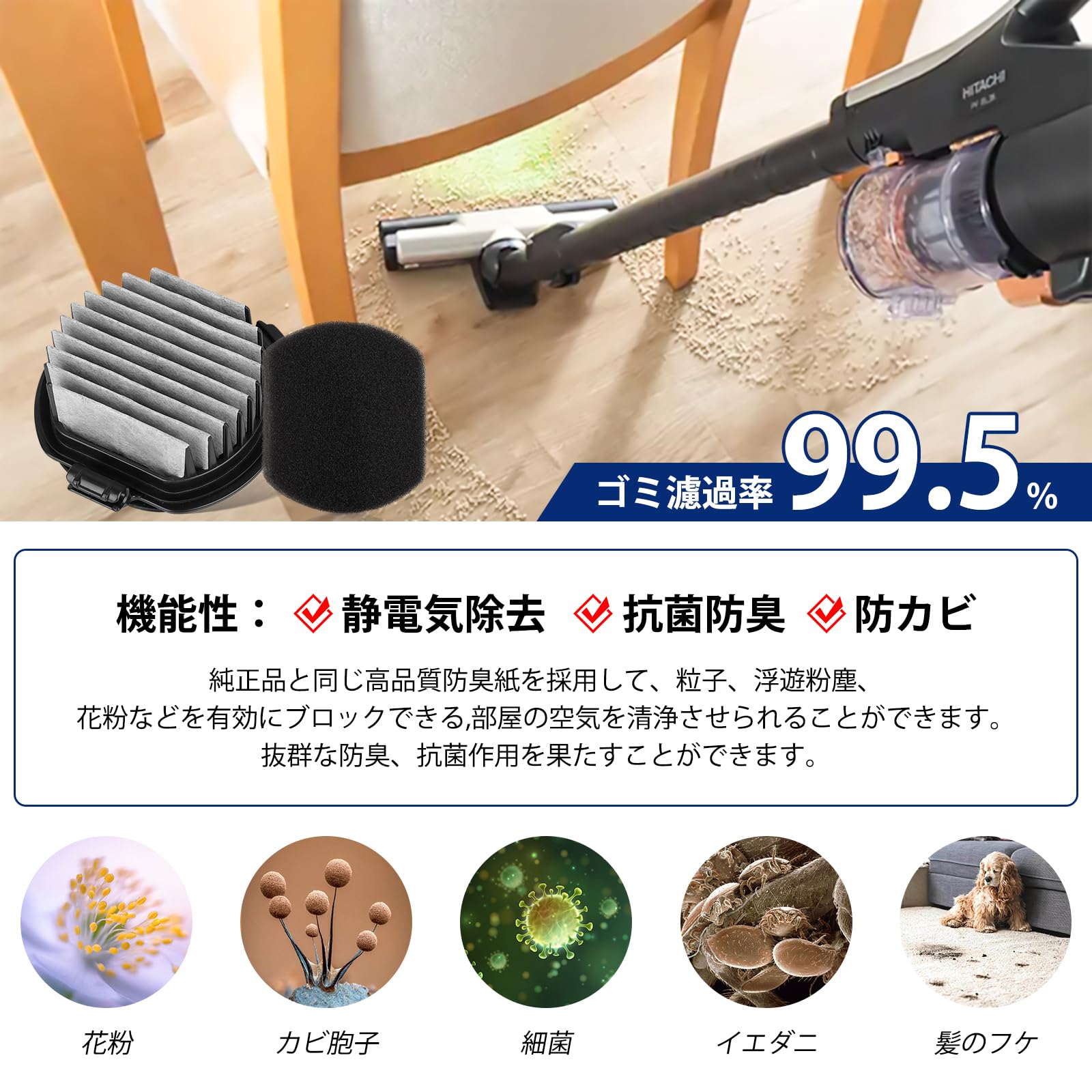 楽天市場】日立掃除機フィルター HITACHI掃除機パーツ PV-BJ700G-013と