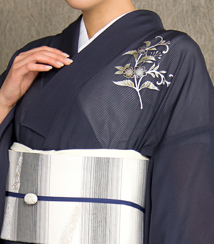 楽天市場】【 仕立済み 】【 正絹絽付下げ 銀彩洋花 】【 グレー