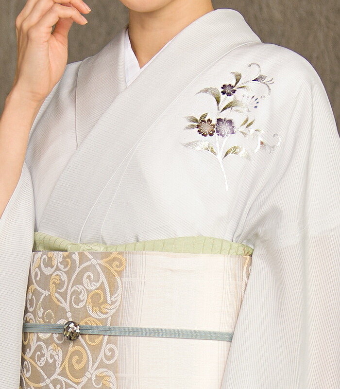 楽天市場】【 仕立済み 】【 正絹絽付下げ 銀彩洋花 】【 グレー