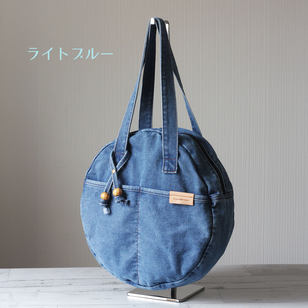 楽天市場】まんまるデニム サークルトート 丸型ボストンバッグ 大容量
