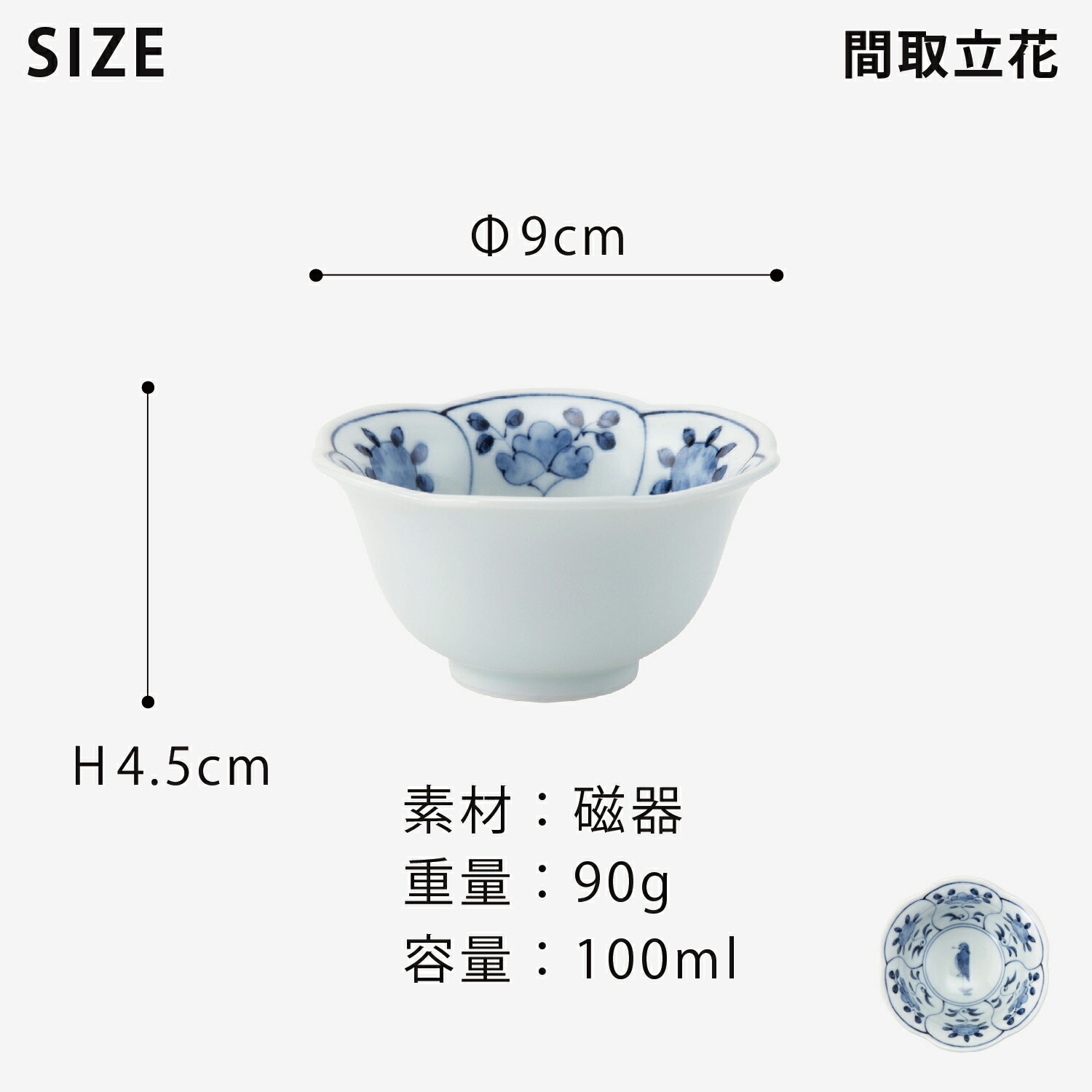 楽天市場】波佐見焼 藍紋様 花型小付揃 5柄 セット組 ブルー 磁器