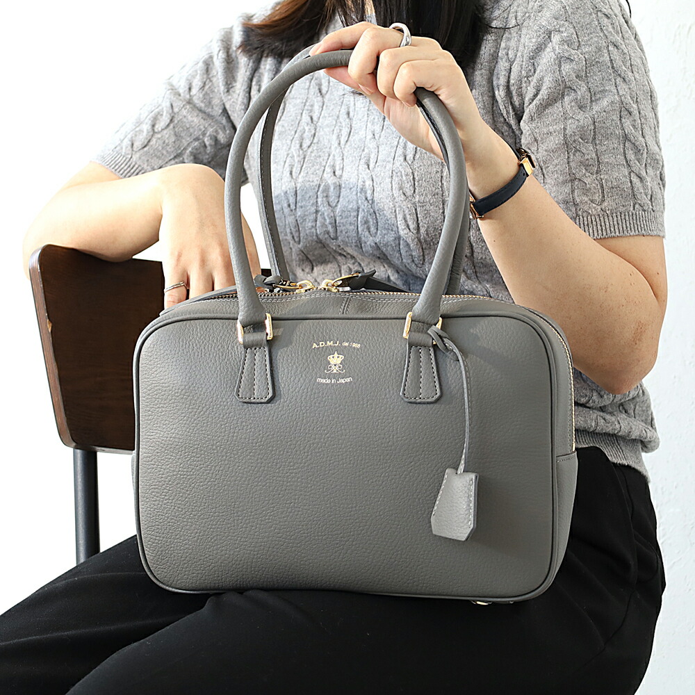 楽天市場】A.D.M.J. 牛革 ボストンバッグ トート ハンドバッグ 28cm