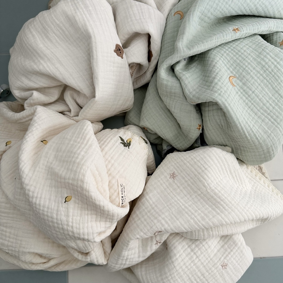 楽天市場】【2/18 PM 4頃再入荷 くまの刺繍】6重ガーゼブランケット星