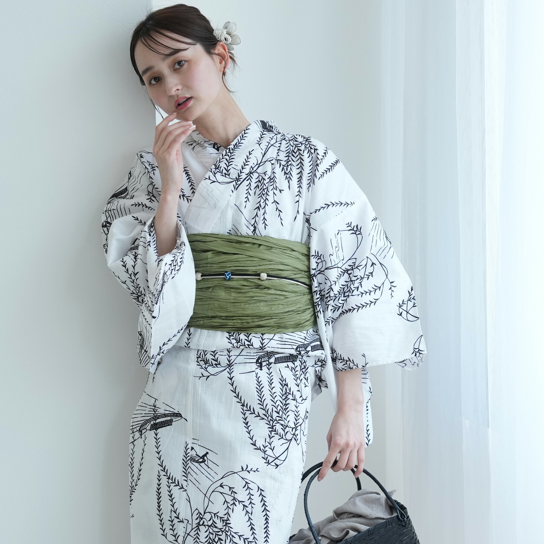 二部式浴衣セット utatané 綿100% utatane 浴衣 レディース セット セパレート 二部式浴衣3点セット 珈琲