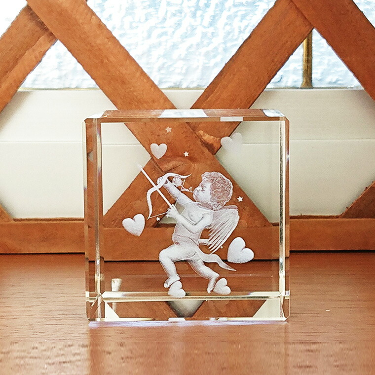 楽天市場】クリスタル 置物 3D オブジェ 天使 キューピット インテリア