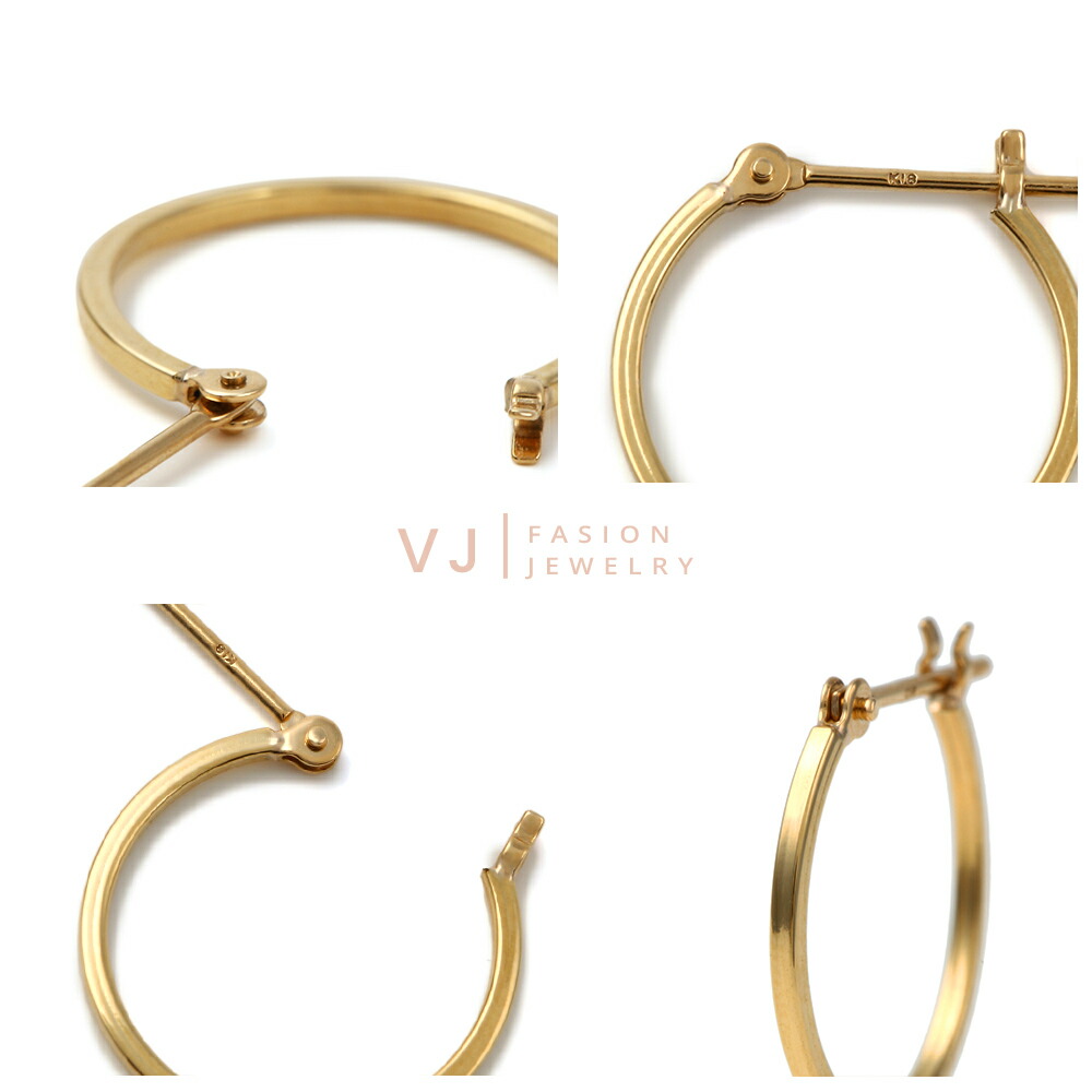 楽天市場】18金 メンズ スクエア フープ ピアス 18k イエローゴールド