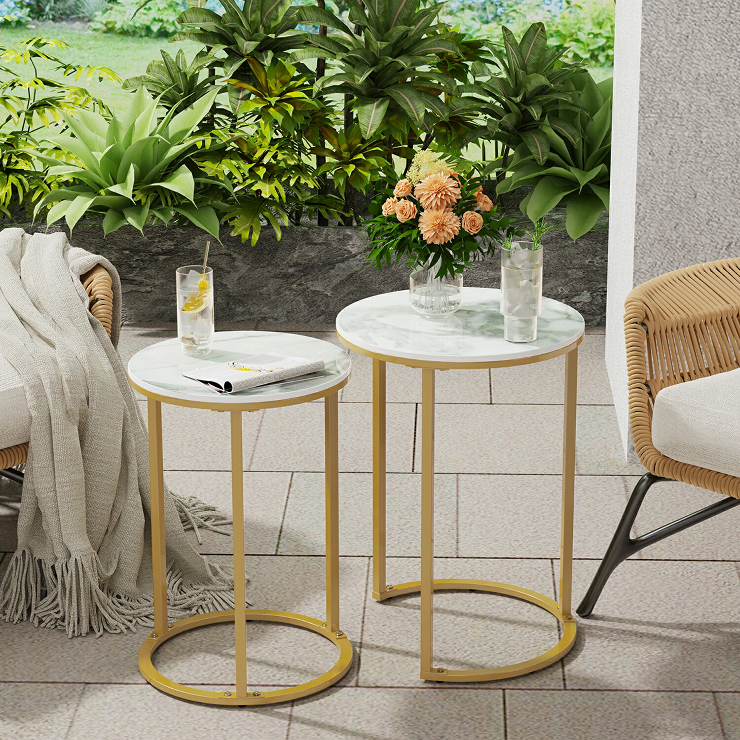 楽天市場】FATIVO ネストテーブル サイドテーブル 丸 大理石 2個セット