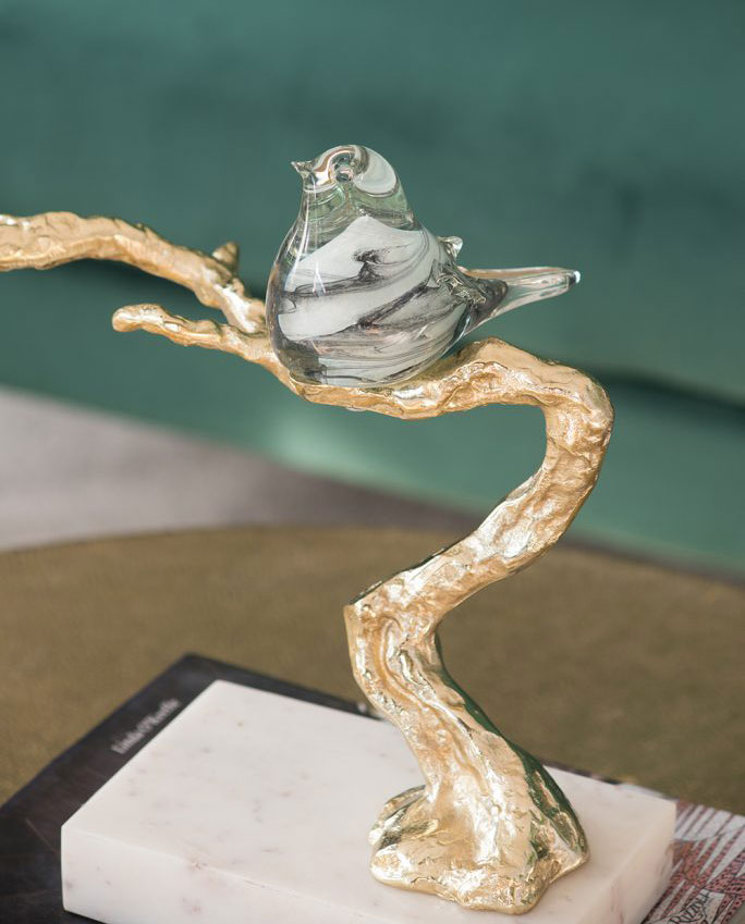 楽天市場】ガラスの置物 オブジェ 小鳥 鳥モチーフ 大理石 ガラス製