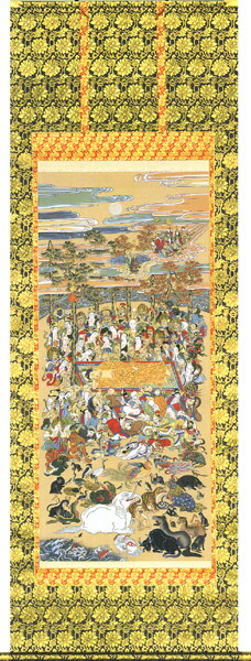 楽天市場】掛け軸 掛軸（かけじく）釈迦涅槃図（松井 翔雲）[尺八立