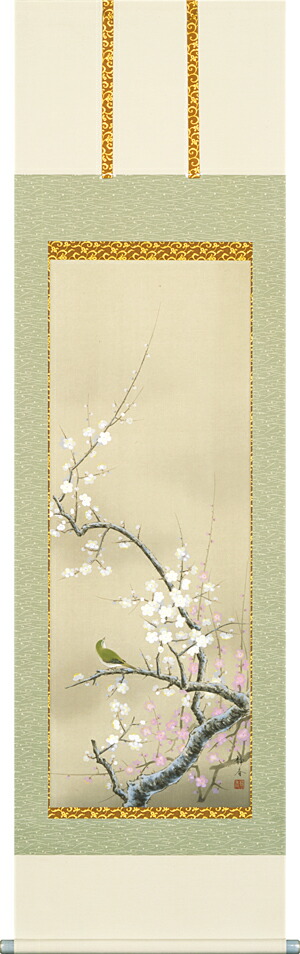 楽天市場】掛け軸 掛軸（かけじく） 紅白梅に鶯（北条 静香）全国送料