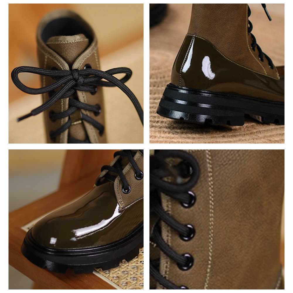 楽天市場】ブーツ レディース エナメルレースアップブーツ 暖かい