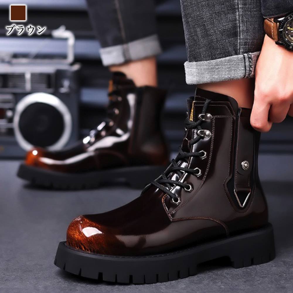 楽天市場】ブーツ メンズ レザーブーツ 靴 黒 軽い 秋 冬 ジッパー
