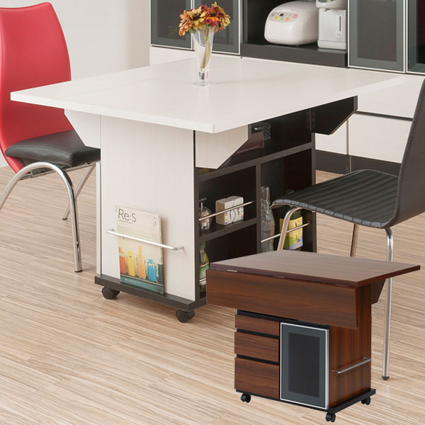 送料無料】バタフライカウンターテーブル 収納付きテーブル 机