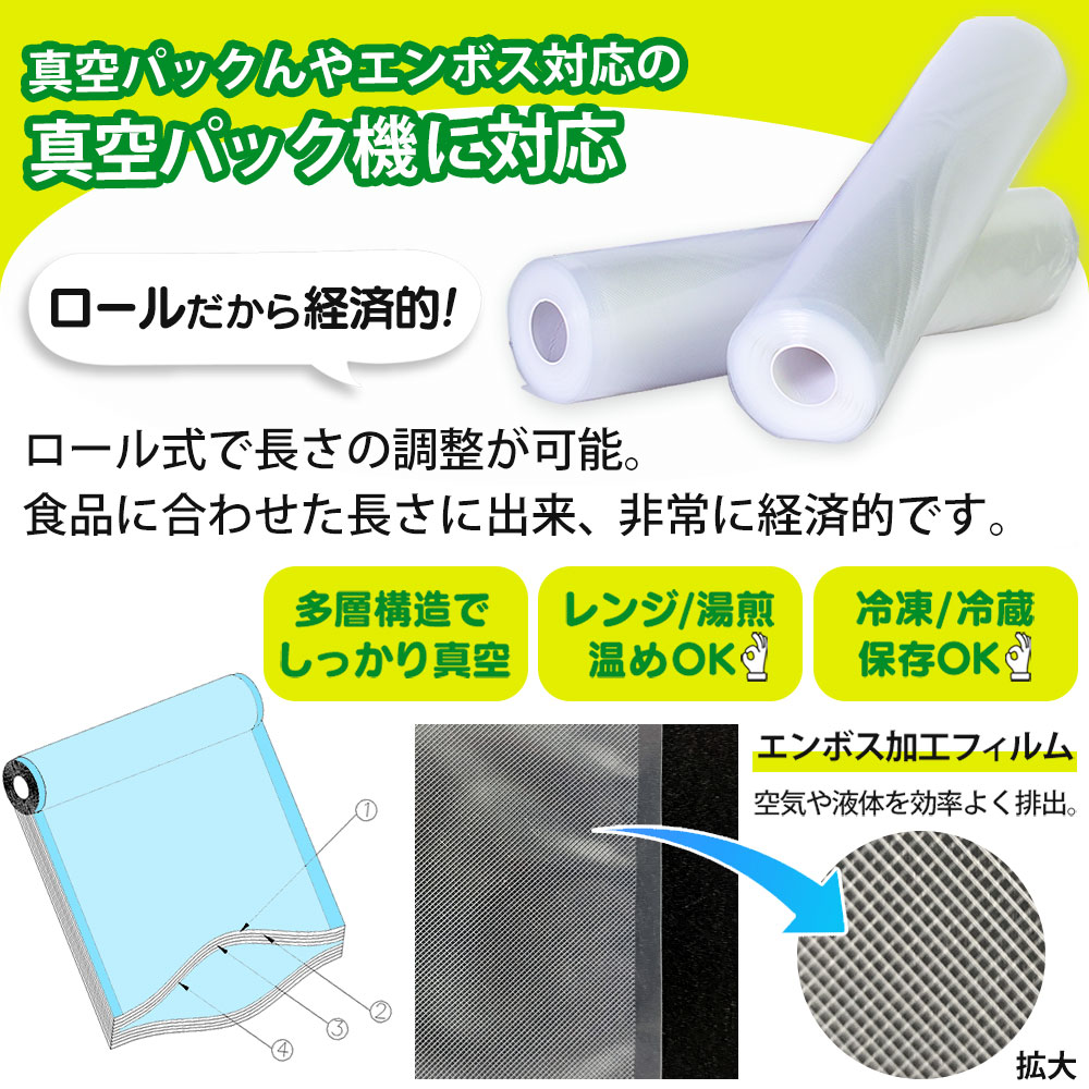 楽天市場】真空パックん ロール【28cm×6m】 2本セット 真空パック袋