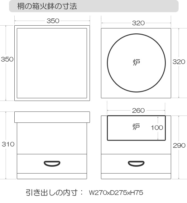 楽天市場】桐の箱火鉢セット（フタ、五徳、火箸、灰ならし、木炭灰付き