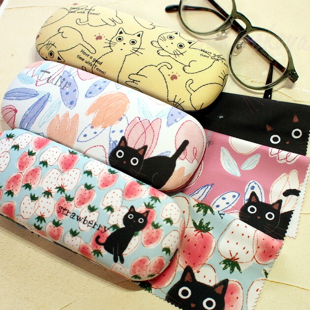 楽天市場】メガネケース 猫柄 メガネ拭き付き たまちゃん ハードケース