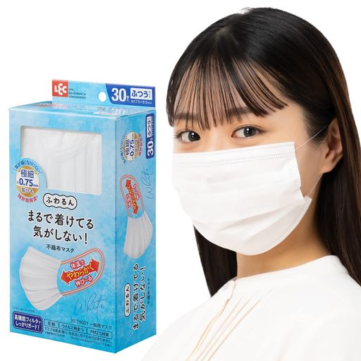 楽天市場】レック(LEC)極細耳ひもマスクふわるん(ふつうサイズ30枚入)1