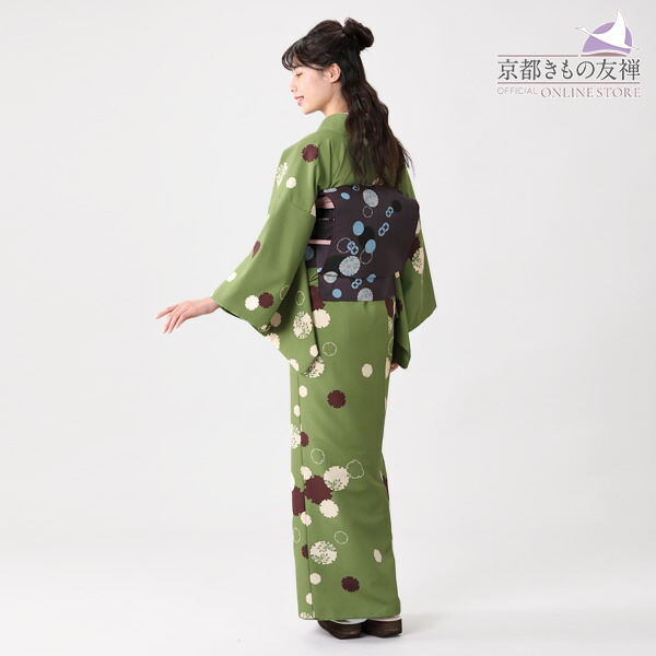 楽天市場】小紋 洗える着物 袷 京都きもの友禅セレクト 永楽屋 緑 小紋