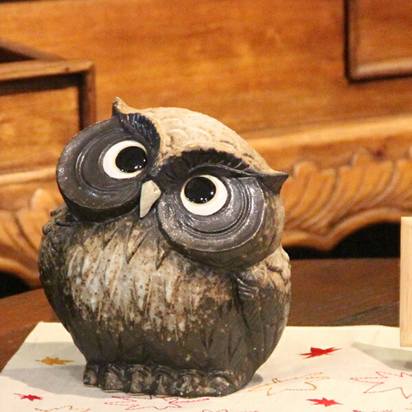 楽天市場】5号首かしげふくろう(粉引)!信楽焼 梟 ふくろう置物 陶器