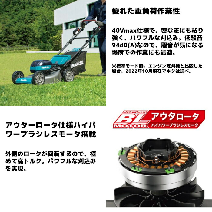 楽天市場】マキタ(makita) MLM001GZ 充電式芝刈機 刈込幅:480mm 40Vmax