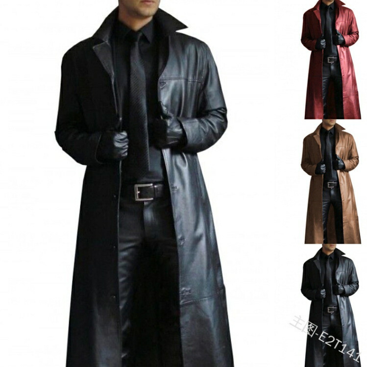 楽天市場】レザーコート メンズ 革コート 膝下丈 レザーPコート ロング