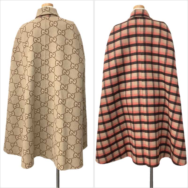 楽天市場】GUCCI グッチ リバーシブル ケープ コート ウール シルク
