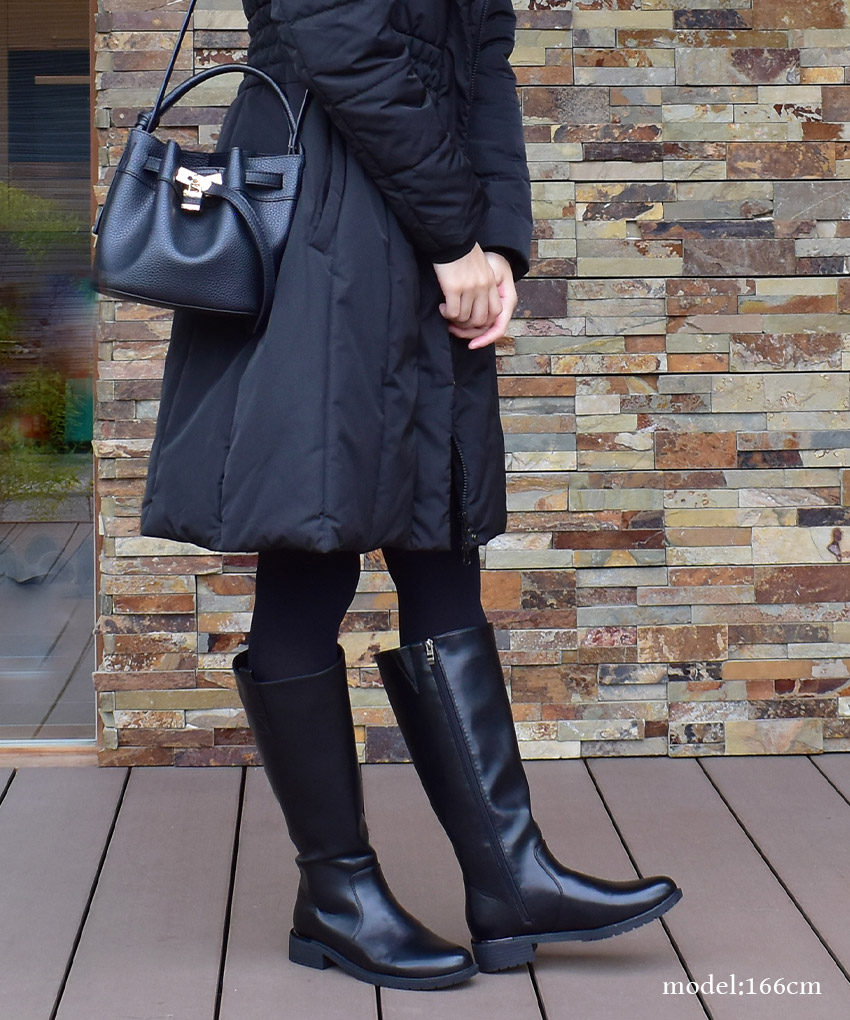 □ Y's ワイズ サイドジップ ストラップ レザーブーツ ロングブーツ