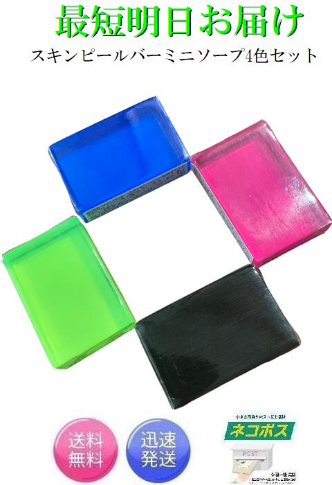 楽天市場】4色セット スキンピールバー ミニソープ 15g 黒 赤 緑 青