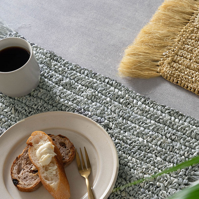 楽天市場】ランチョンマット 天然素材 ラフィア フリンジ付き 60cm